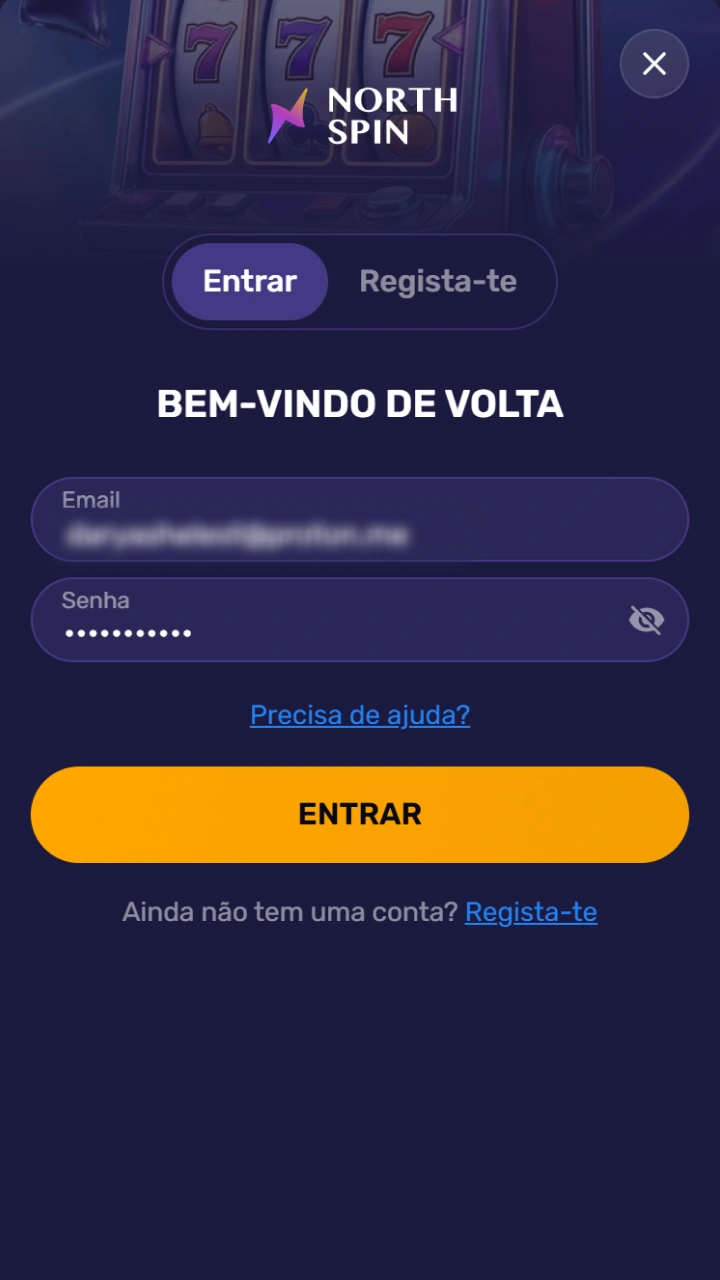 Faça login na sua conta NorthSpin e aproveite as excelentes oportunidades de ganhar.